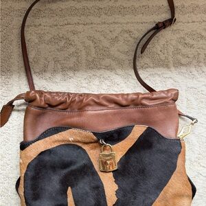 Burberry little crush Black Leather Crossbody Bag with Gold Lock Accent vintage
